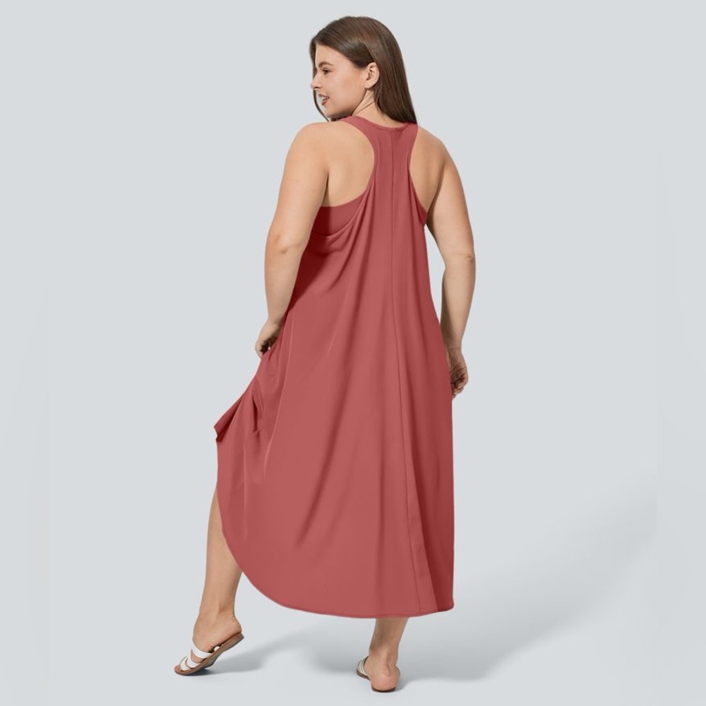 Halara Breezeful RacerPocket High Low Flowy Midi Quick Dry Plus Size Dress 2X - Picture 2 of 12